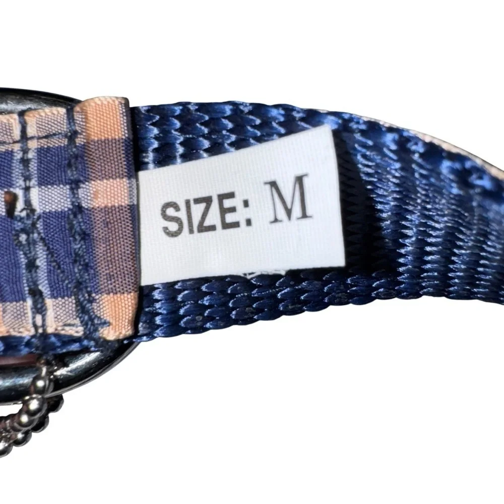 NWT Plaid Blue Dog Collar size Medium